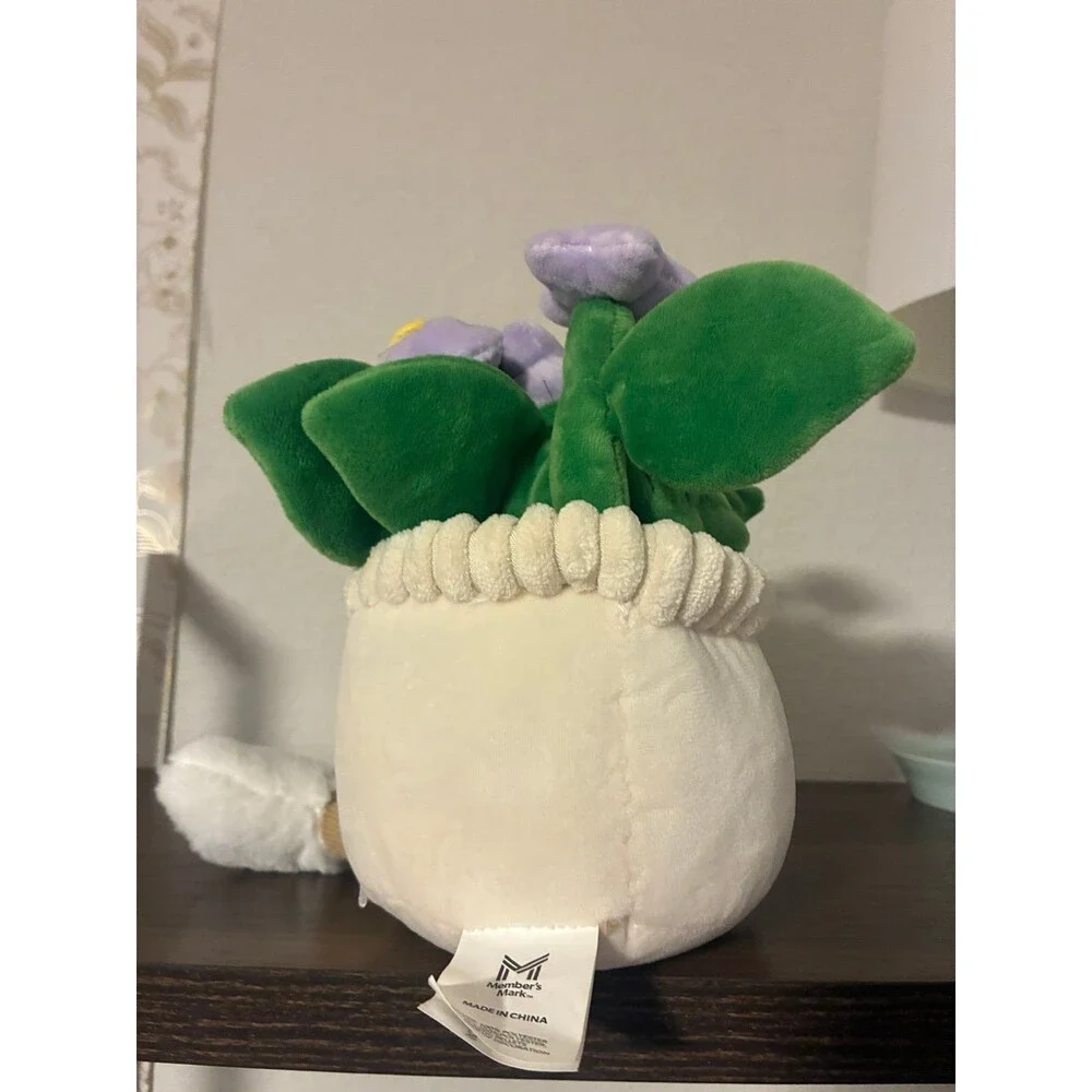 Cute Plush Potted Flower Plant Shelf Sitter Purple Flowers Dangling Legs